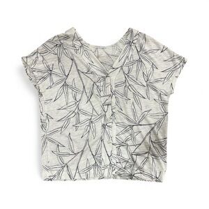 Gray Leaf Print Blouse